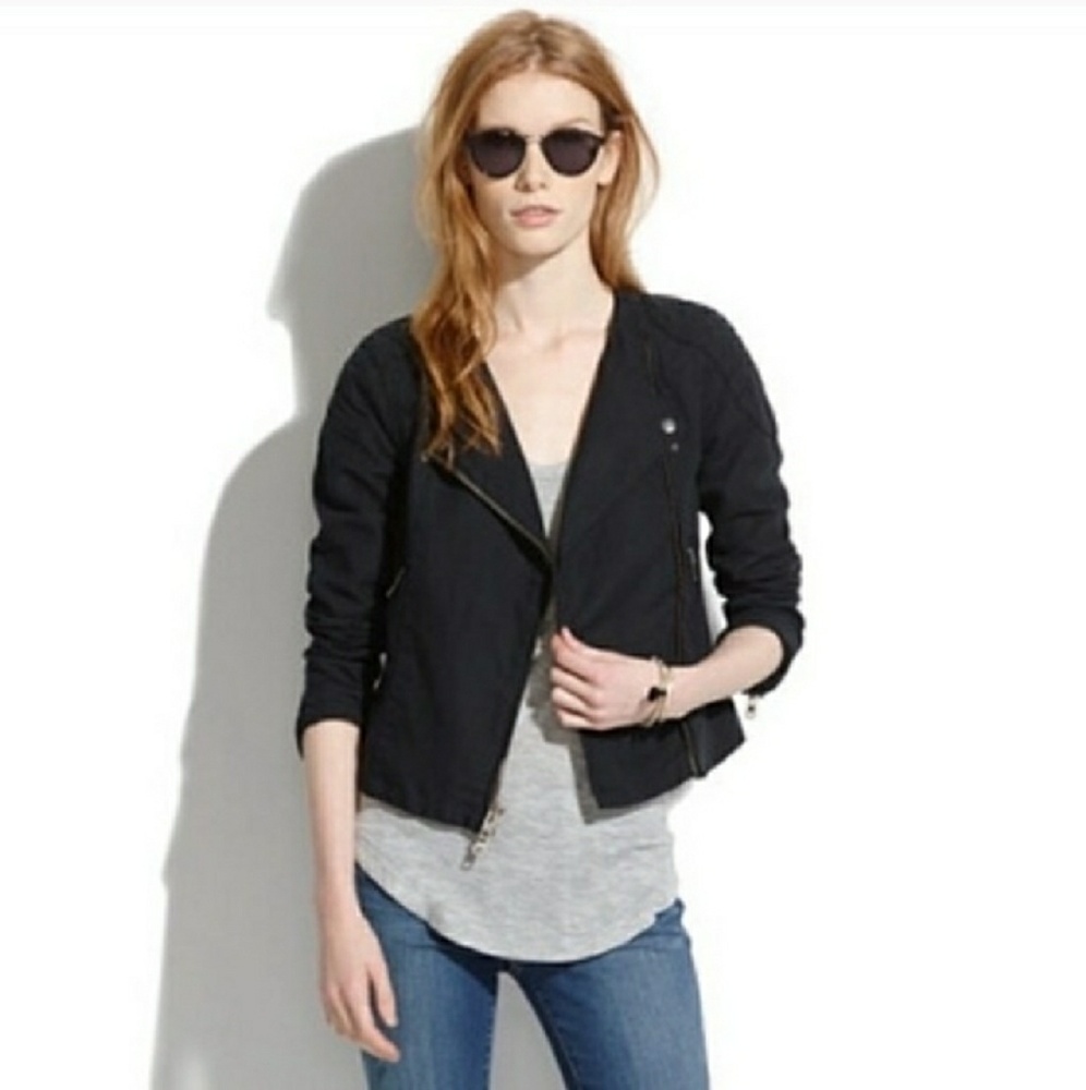 Madewell sidecar biker jacket black size M